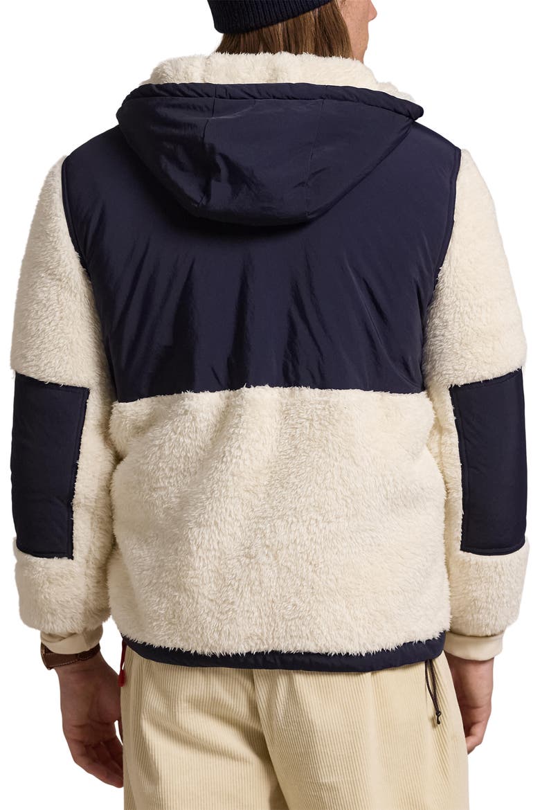 Hooded Nylon & Fleece Popover Jacket, Alternate, color, HERBAL MILK MULTI