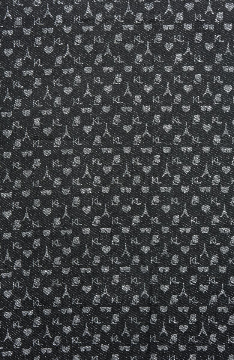 KARL LAGERFELD PARIS Metallic Logo Scarf, Alternate, color, Black