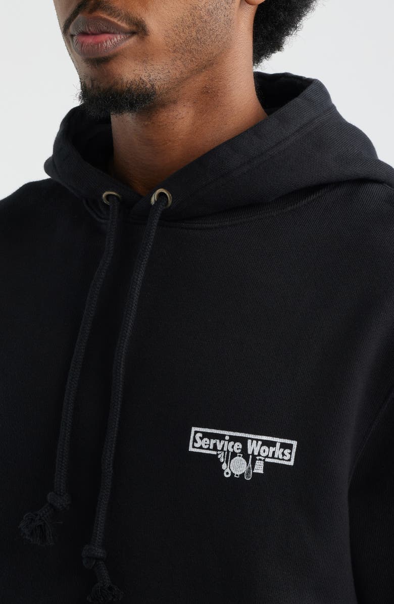 Service Works Logo Graphic Organic Cotton French Terry Hoodie, Alternate, color, Black