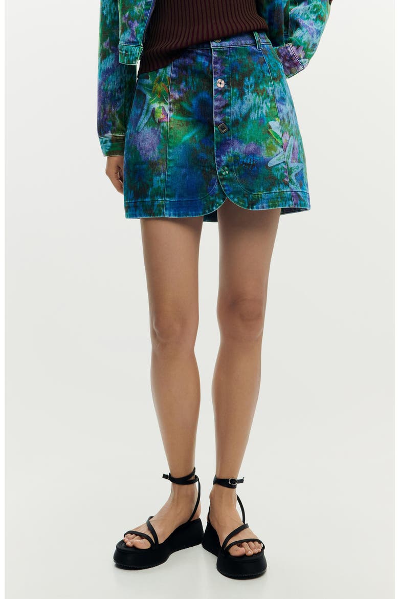 Denim Miniskirt, Main, color, DARK BLUE