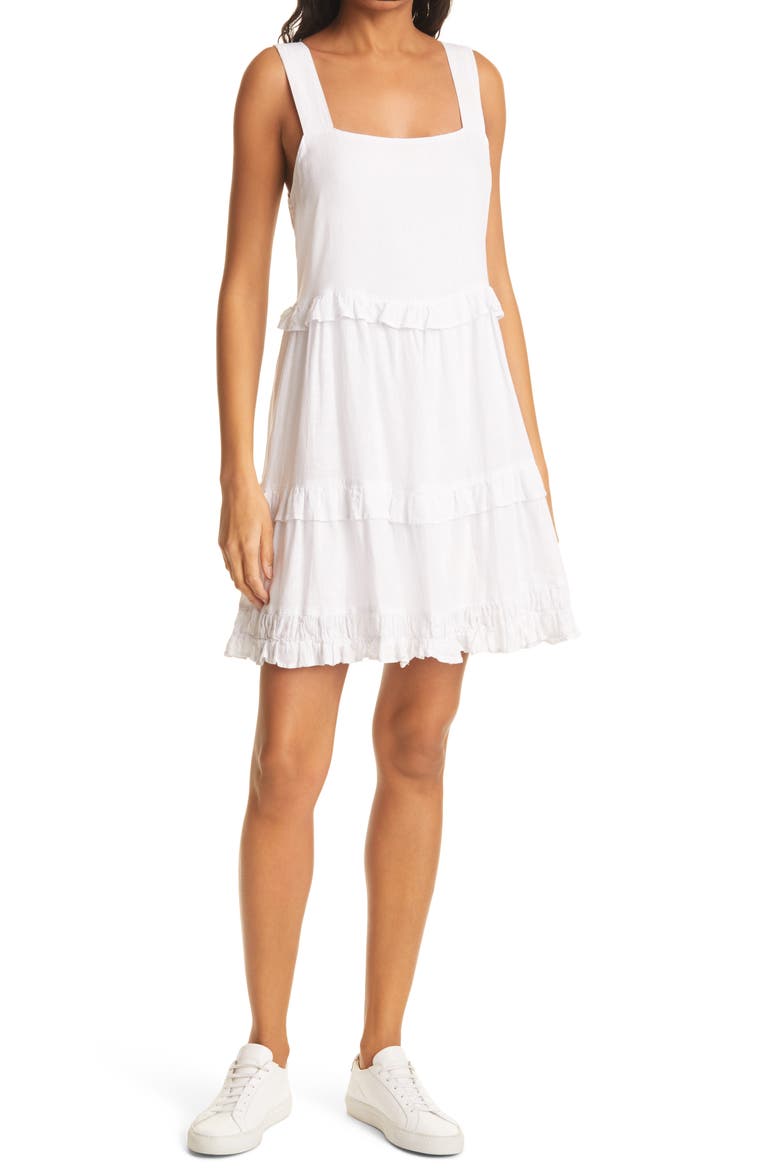 Sandy Linen Blend Sundress, Main, color, WHITE