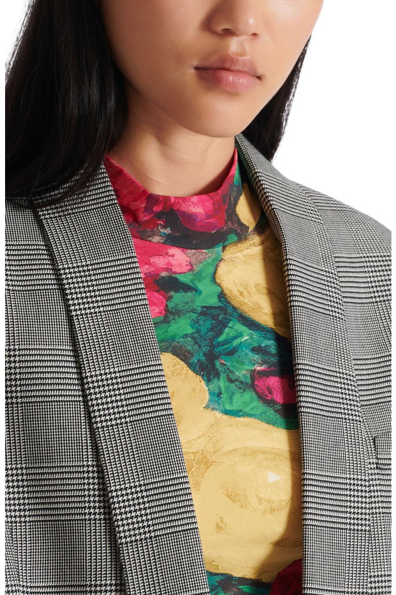 Cropped jacket in Prince of Wales jacquard, Alternate, color, black