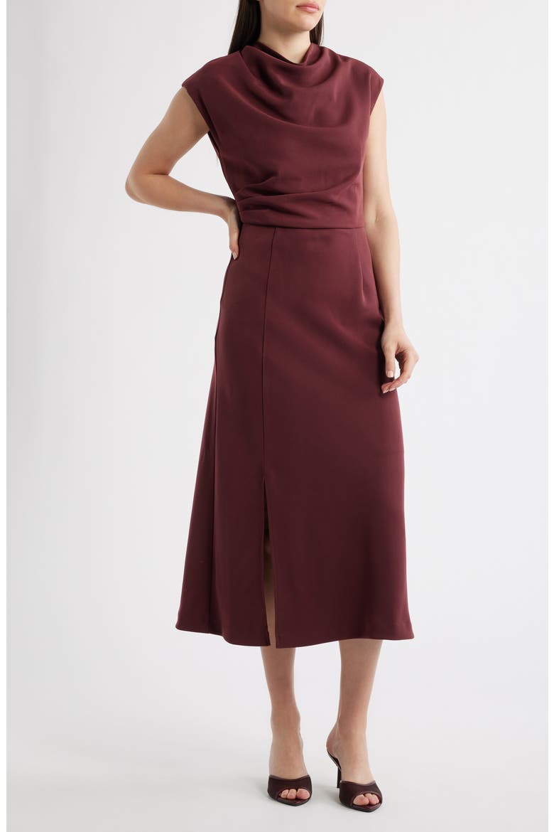 Cowl Neck Midi Dress, Main, color, OX BLOOD