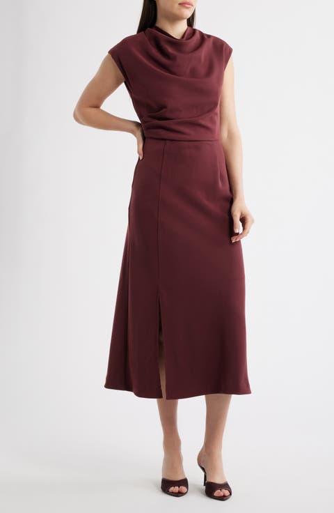 Cowl Neck Midi Dress