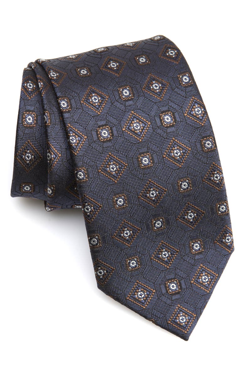 Brioni Medallion Pattern Silk Tie, Main, color, 