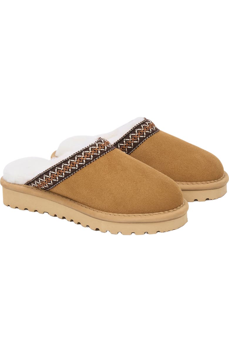 Celtic
Co. Braid Trim Shearling Slippers, Main, color, Spice