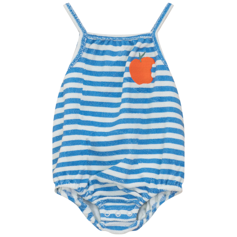 Terry Peach Striped Embroidered Chest Romper (Baby)