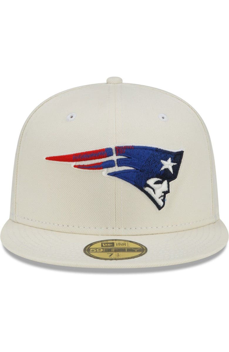 New Era Men's New Era Cream New England Patriots Chrome Color Dim 59FIFTY Fitted Hat, Alternate, color, 