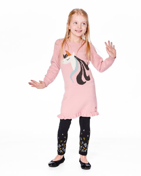 Knitted Dress with Unicorn Intarsia (Toddler & Little Kid)
