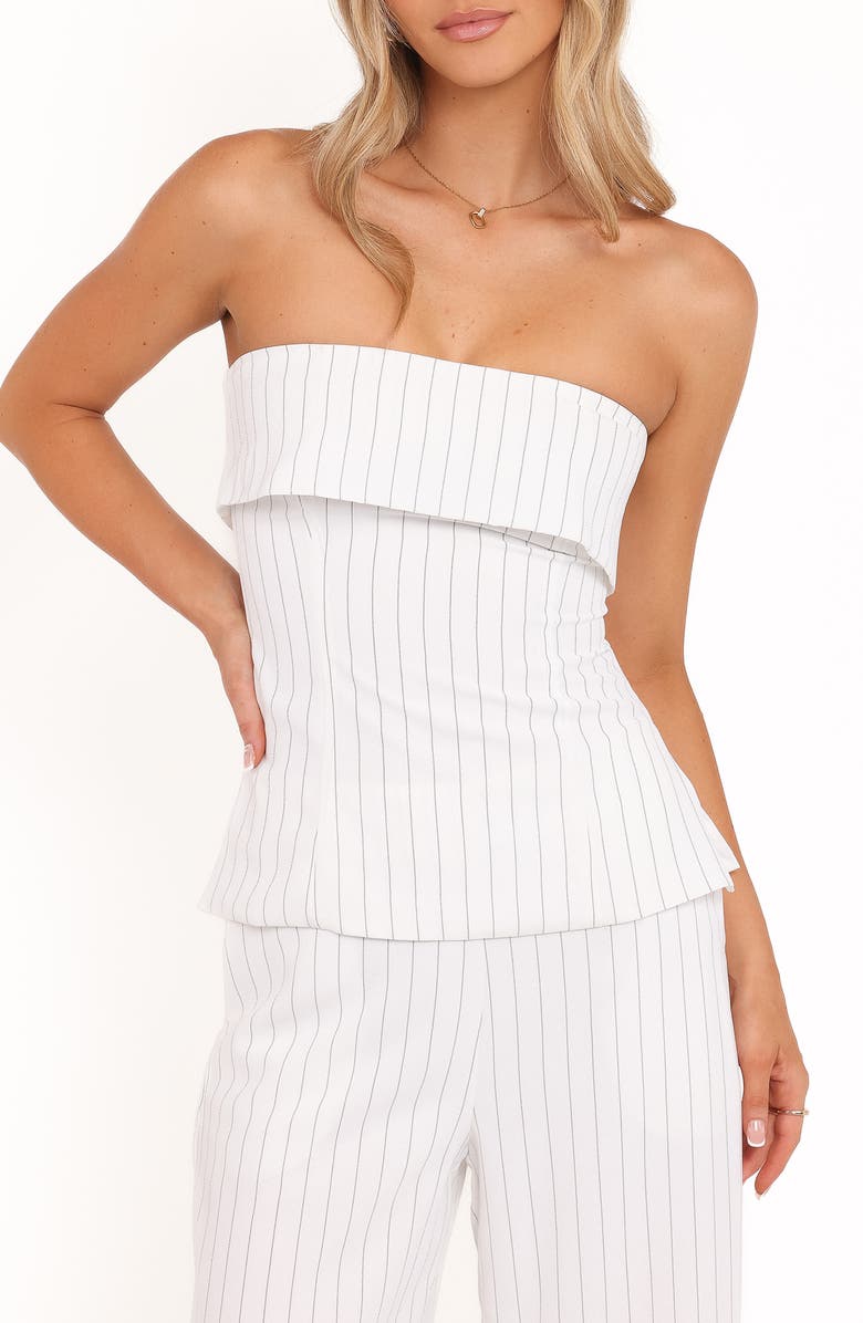 Petal & Pup Blakely Pinstripe Foldover Strapless Top, Main, color,