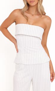 Petal & Pup Blakely Pinstripe Foldover Strapless Top