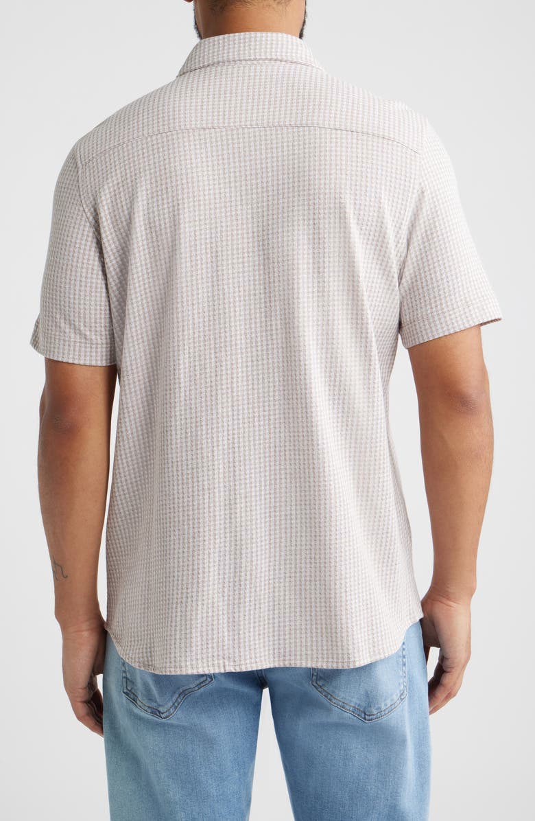 Johnston & Murphy Bennett Gingham Short Sleeve Button-Up Shirt, Alternate, color, Tan Gingham