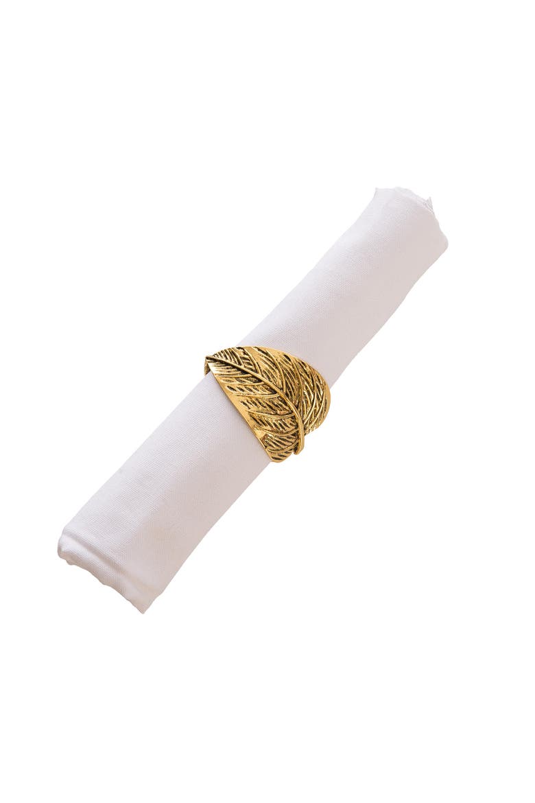 Light Gold Leaf Napkin Rings Set of 4, Alternate, color, Gold