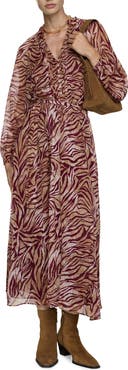 MANGO Abstract Print Long Sleeve Dress