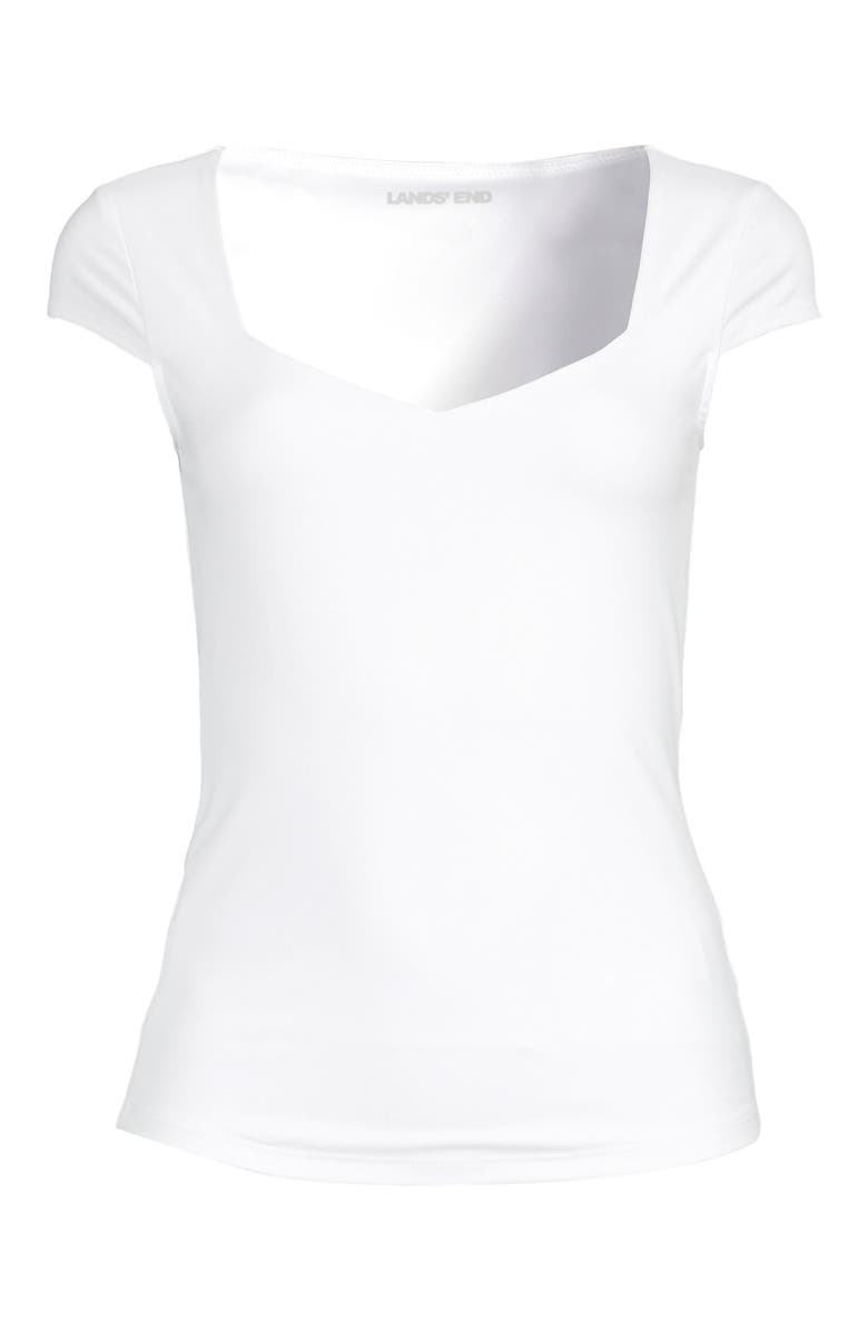 Lands' End Cap Sleeve Tugless Double Layer Sweetheart Knit Top, Alternate, color, 