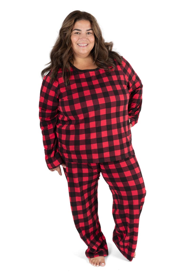 Women's Cotton Plaid Matching Family Holiday Pajamas, Main, color, Plaid Black & Red