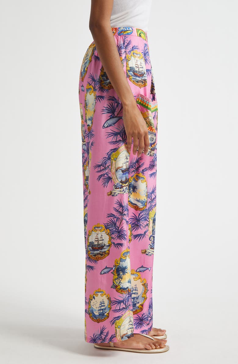 Camilla Salty Splendor Wide Leg Silk Pants, Alternate, color, Salty Splendor