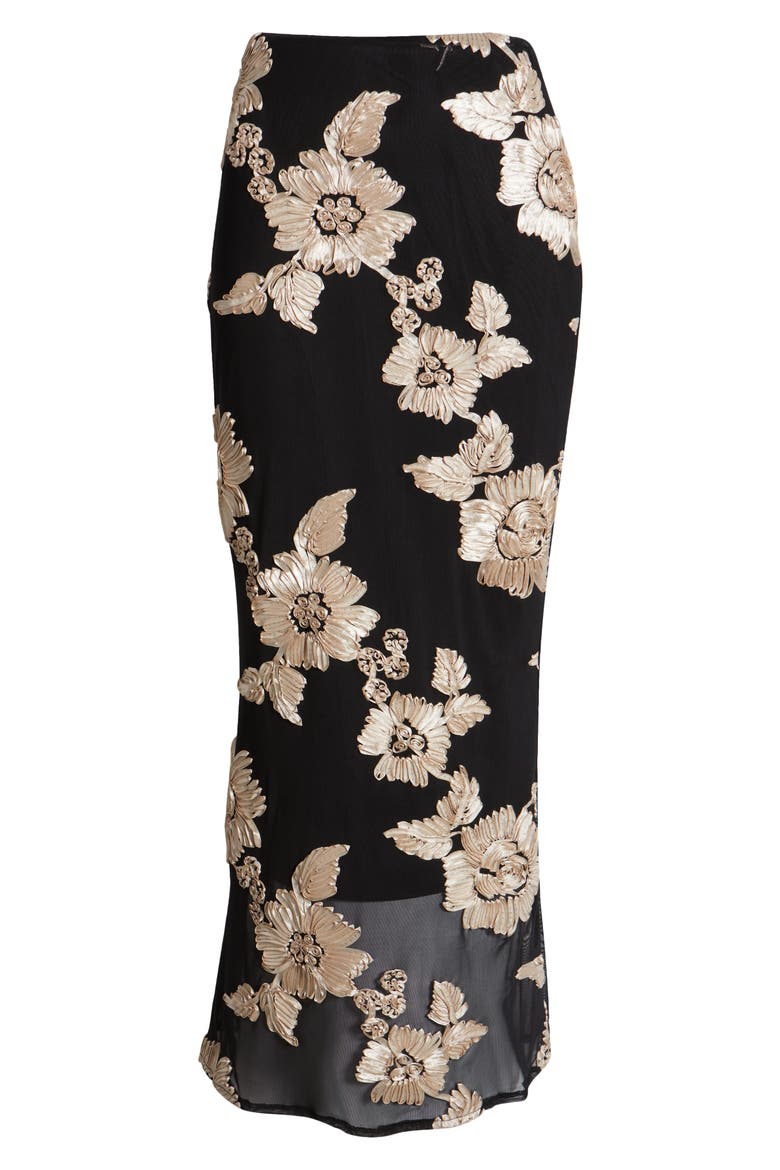 Vivica Floral Soutache Skirt, Alternate, color, BLACK