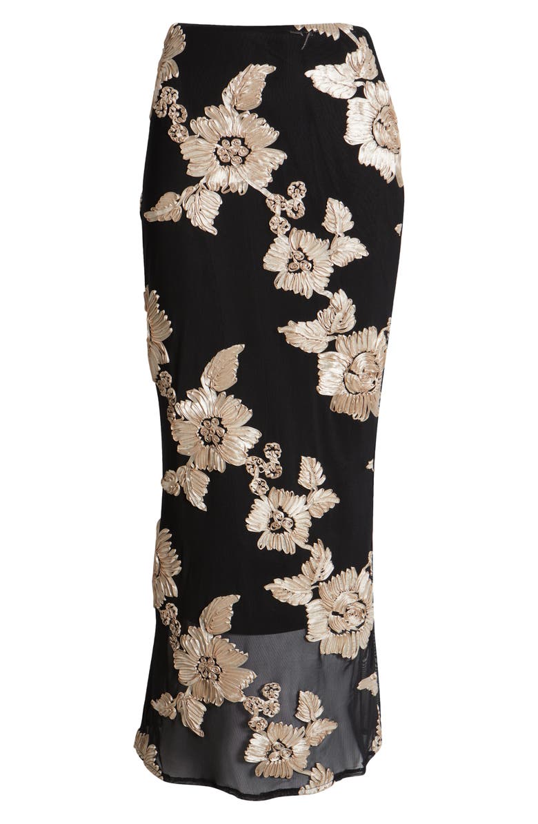 NIKKI LUND Vivica Floral Soutache Skirt, Alternate, color, Black