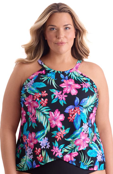 High Neck Tankini Plus Size Swimsuit Top