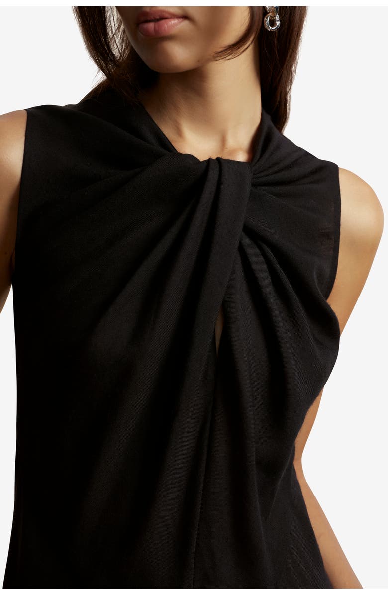 Marina Moscone Lightweight Wool Twist Panelled Dress, Alternate, color, Black