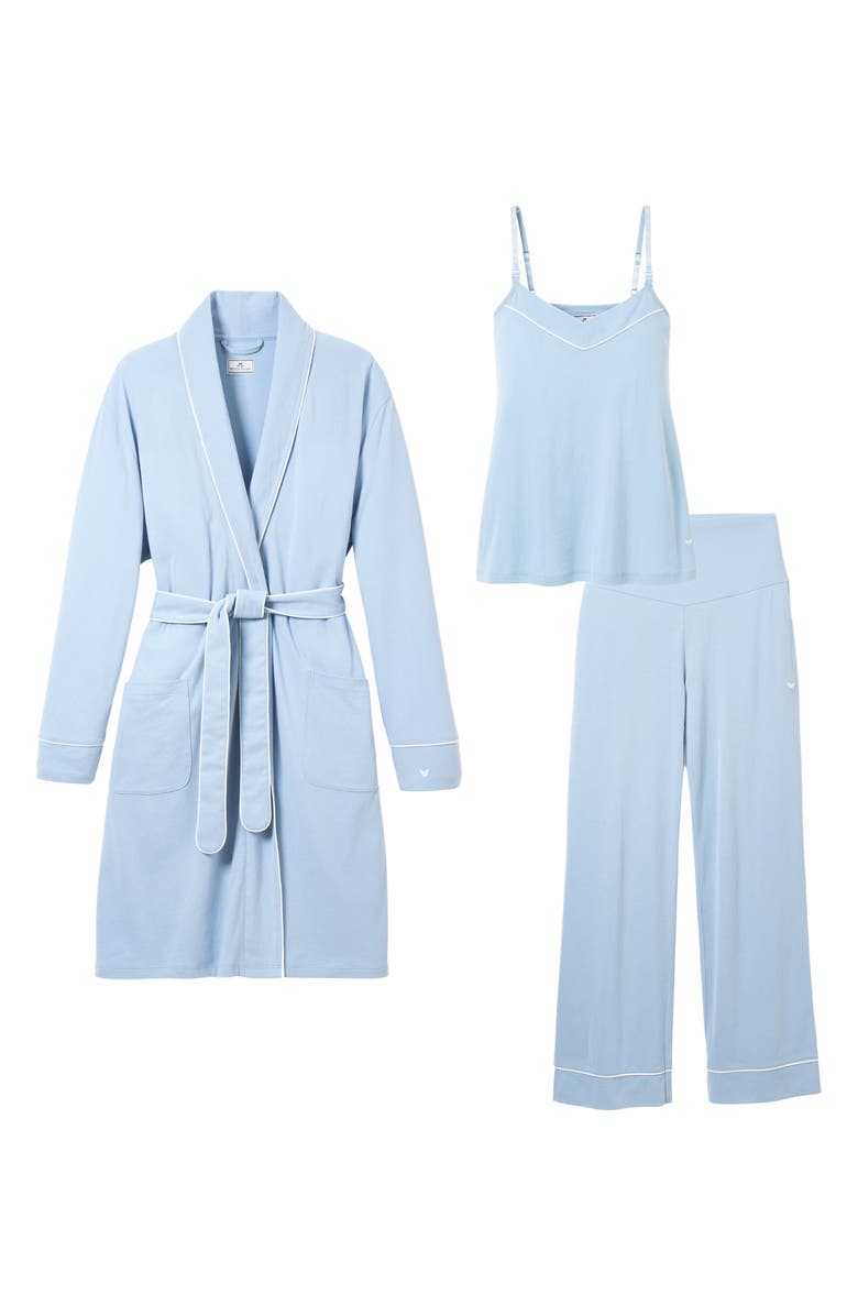 Petite Plume The Cozy Maternity Tank, Pants & Robe Set, Main, color,