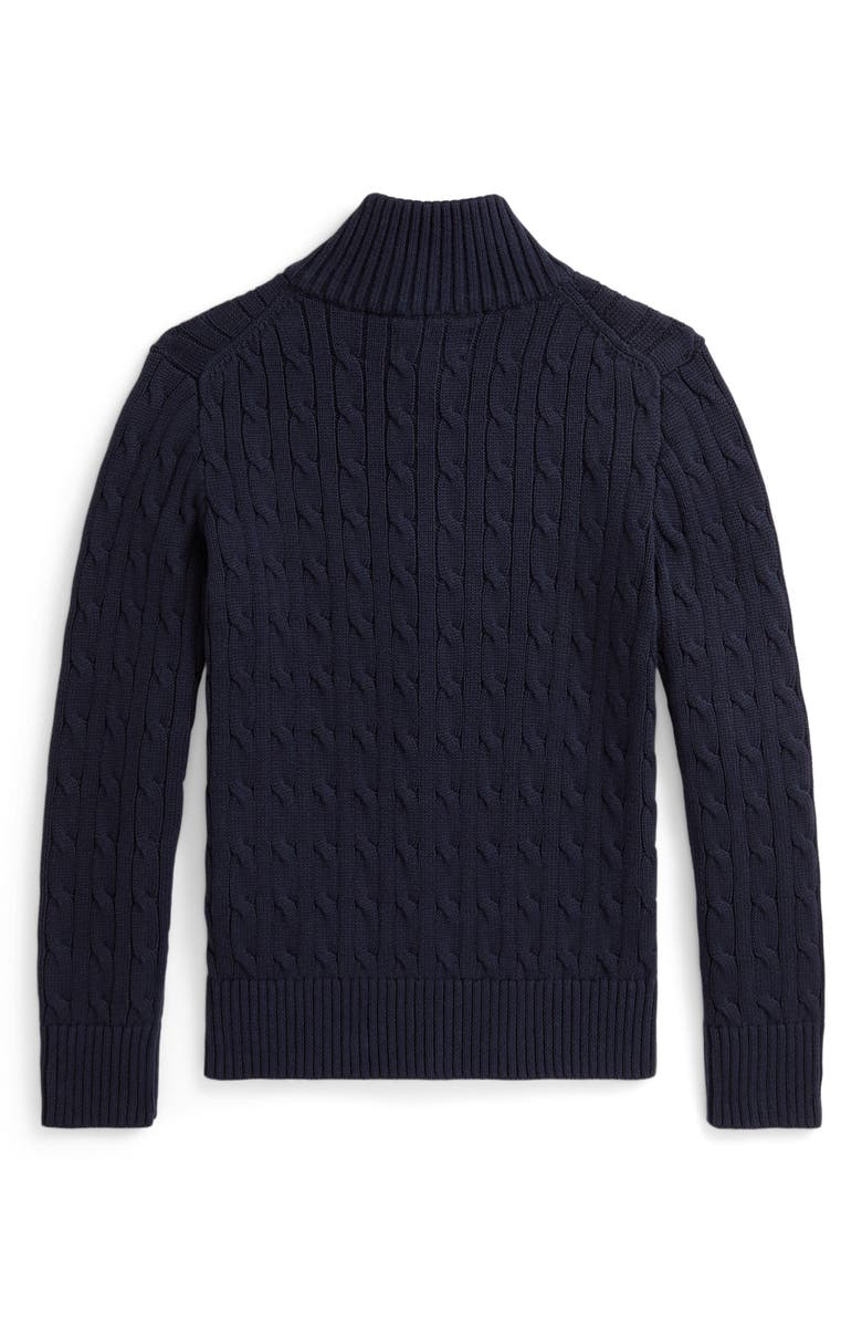 Polo Ralph Lauren Cotton Cable Zip Cardigan, Alternate, color, Navy