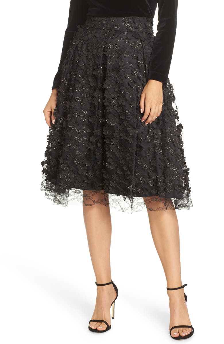 Eliza J 3D Flower Skirt, Main, color, 