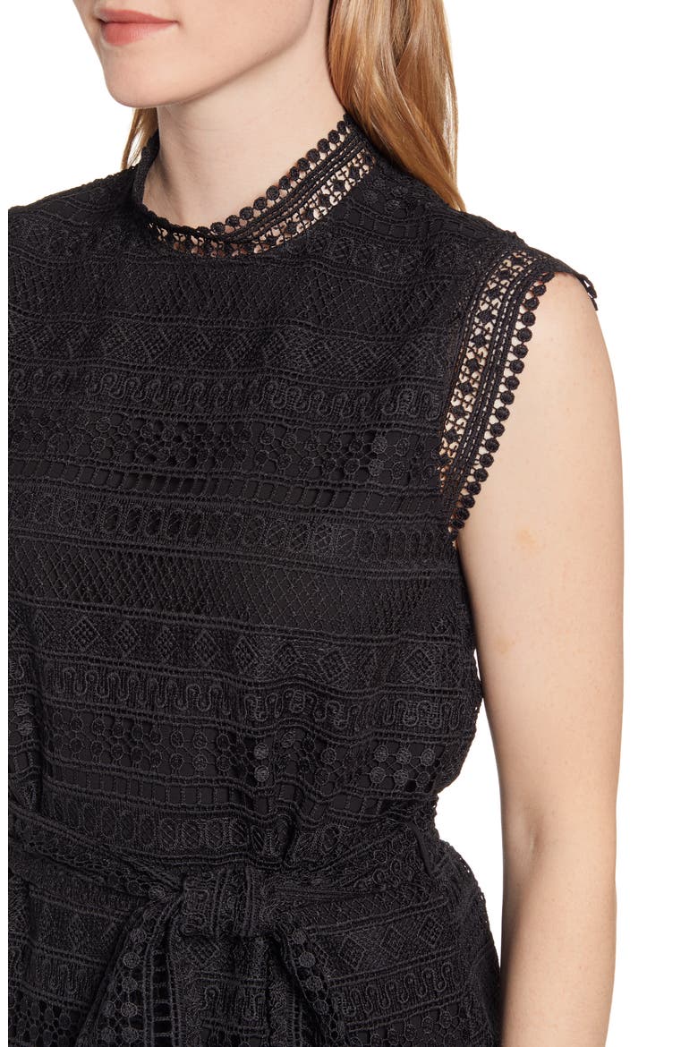 Gibson Belted Lace Top, Alternate, color, BLACK