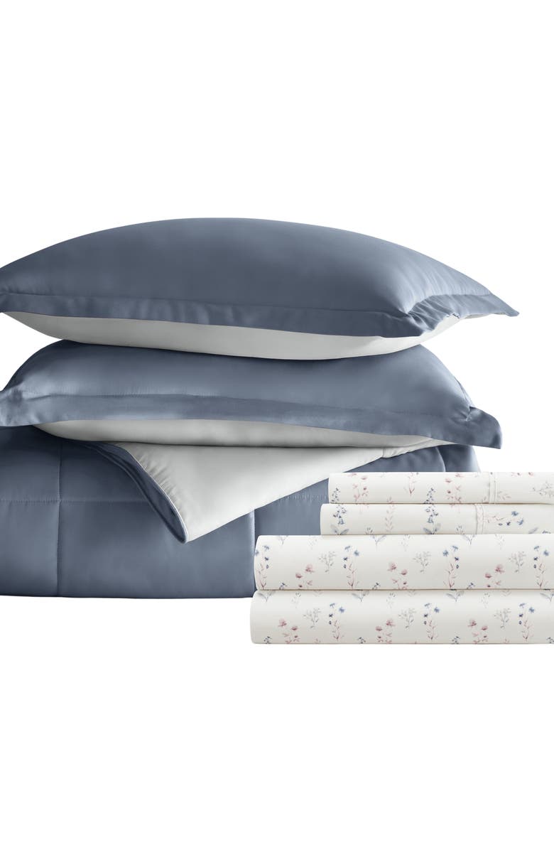 HOMESPUN 7-Piece Assorted Reversible Comforter Set, Main, color, Stone / Light Gray