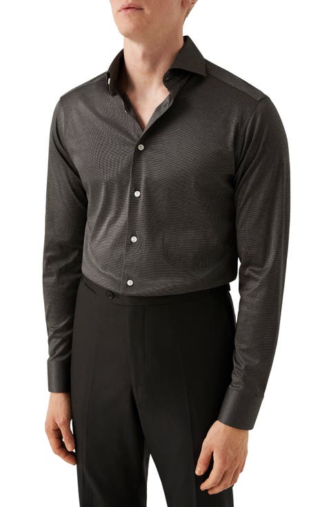 Slim Fit Knit Cotton Dress Shirt (Regular & Big)
