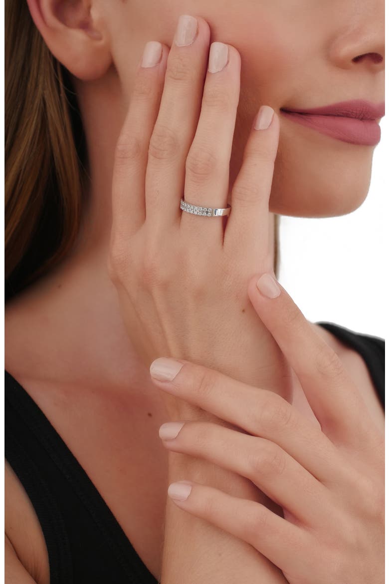 Audrey Double Row Diamond Stacking Band Ring (Nordstrom Exclusive), Alternate, color, WHITE GOLD/ DIAMOND