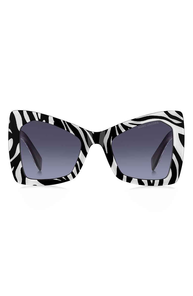 Marc Jacobs 52mm Gradient Butterfly Sunglasses, Main, color, Black White/ Grey Azure