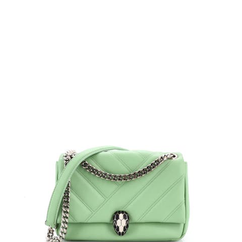 Serpenti Cabochon Shoulder Bag Diagonal Quilted Leather Small