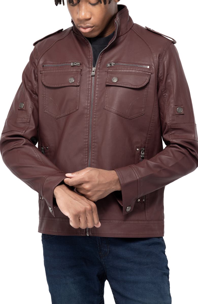 XRAY Faux Leather Utility Jacket, Alternate, color, Burgundy