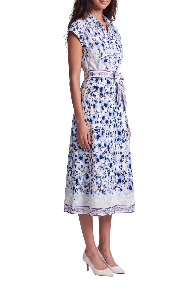 Kira Tie Waist Midi Dress, Alternate, color, BLUE FLORAL