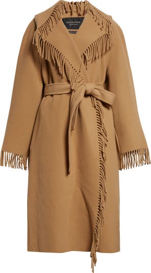 関税送料込Balenciaga Fringe Coat BALENCIAGA | Fringe Detail Wool Wrap Coat | Women | Lane