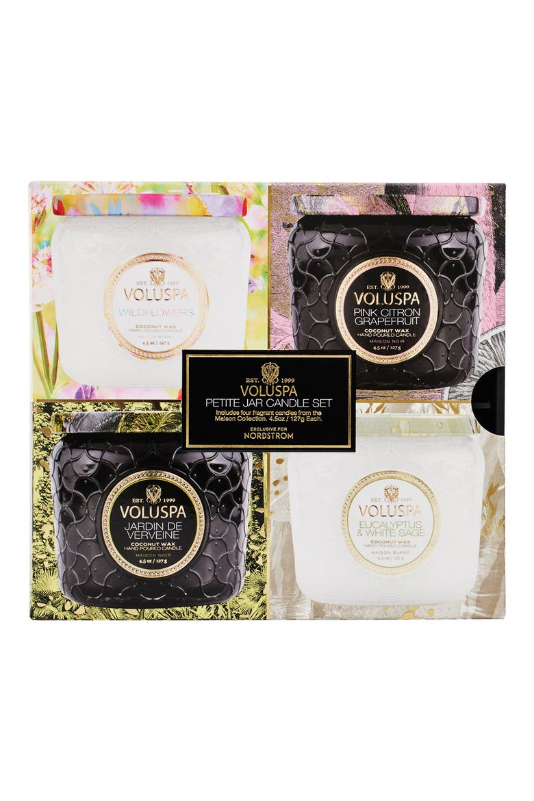 Maison Set of 4 Tin Candles, Main, color, MULTI