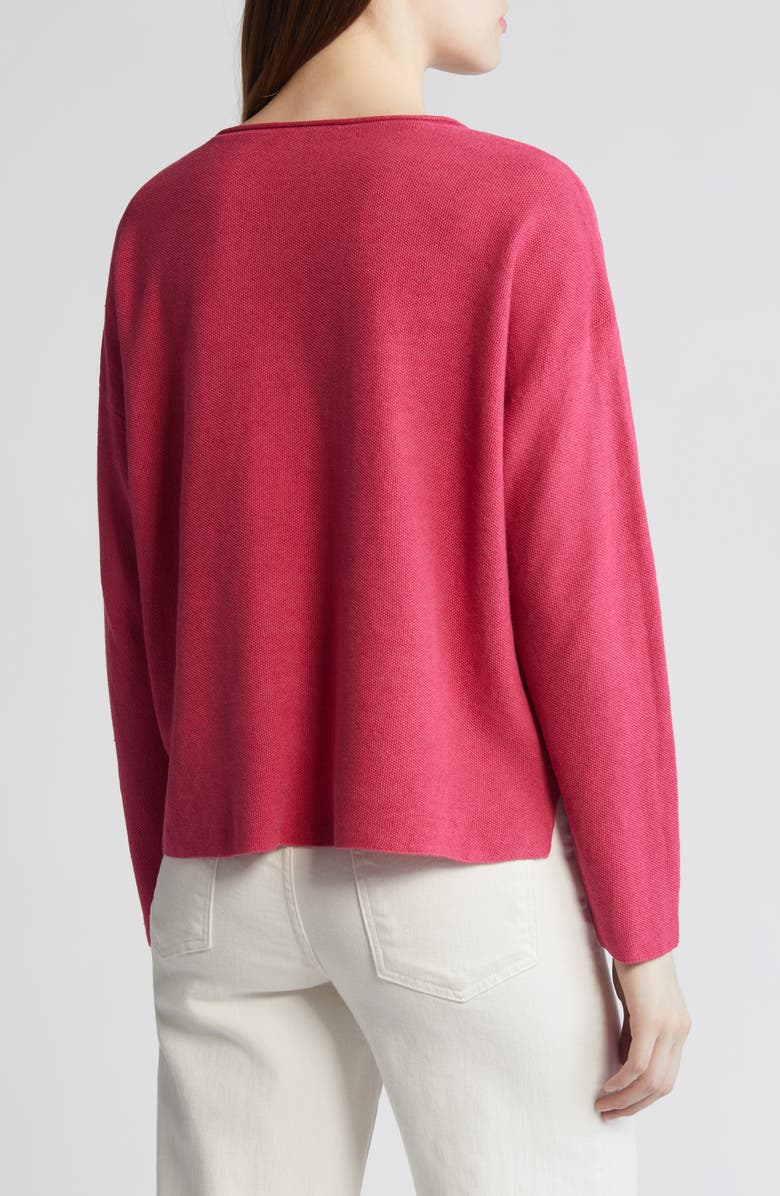 Eileen Fisher Jewel Neck Linen & Cotton Knit Top, Alternate, color, Geranium