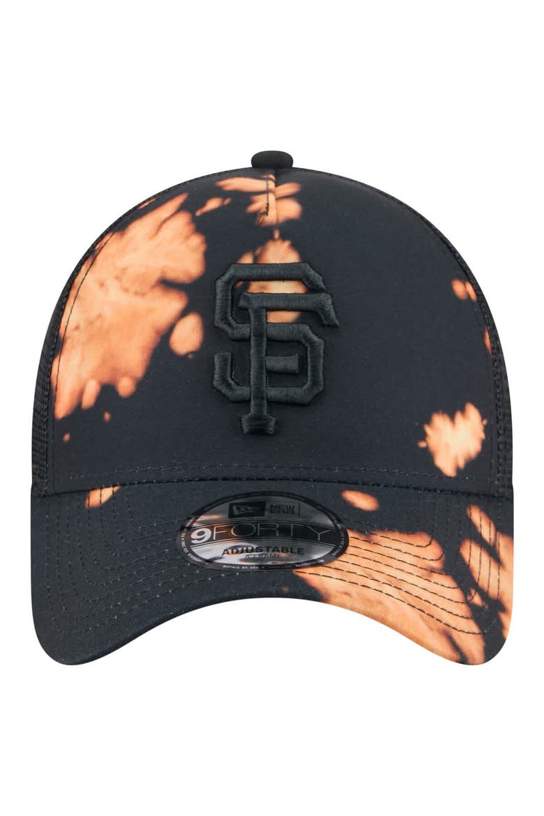 Men's New Era  Black San Francisco Giants Bleached A-Frame 9FORTY Adjustable Hat, Alternate, color, Black