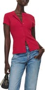 Reformation Raelynn Button Front Organic Cotton Knit Top