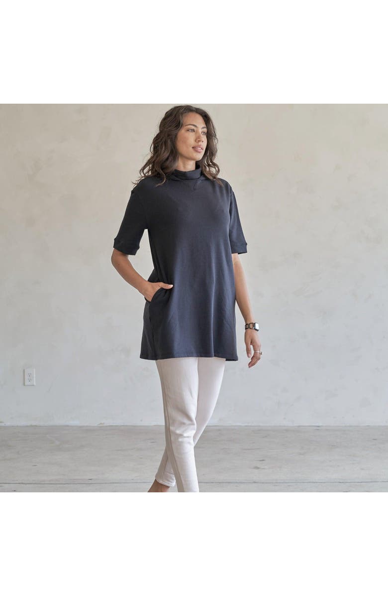 eavolu Malawi Eco-Luxe Fleece Hooded Tunic/Dress | Cloud-Soft Comfort, Main, color, Slate