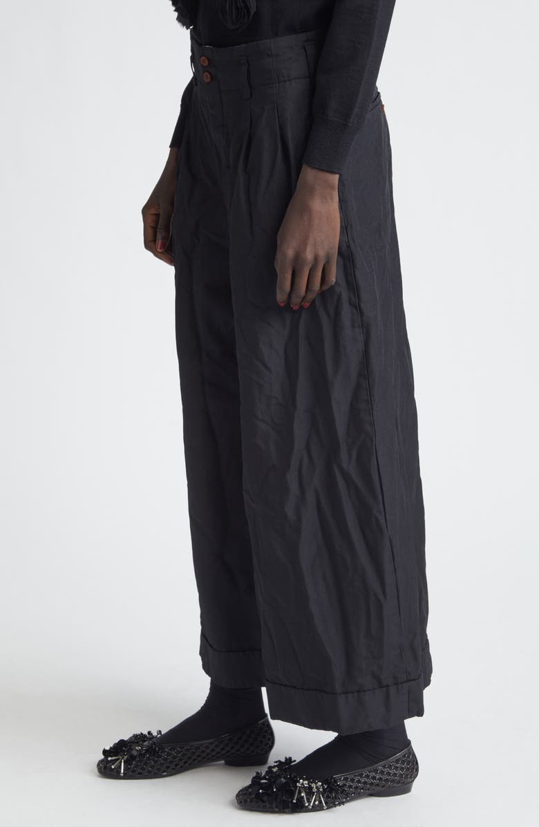 Comme des Garçons Comme des Garçons Crinkled Twill Wide Leg Pants, Alternate, color, Black