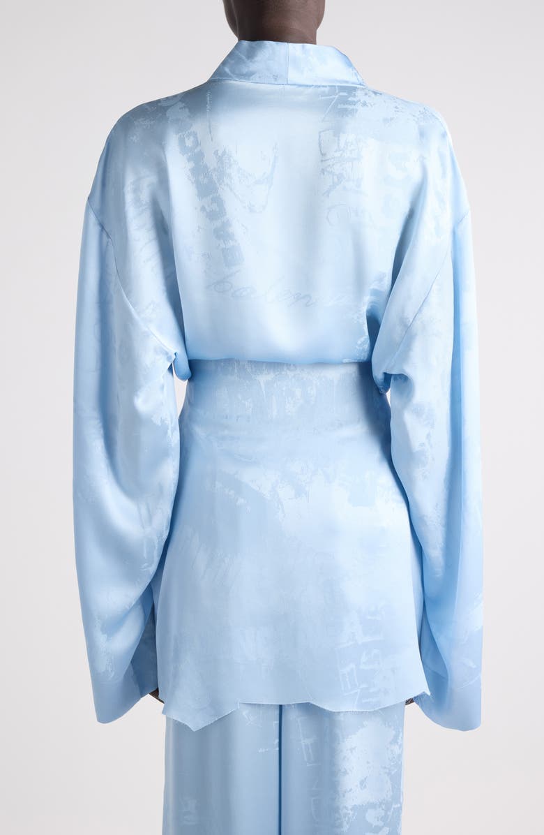 Balenciaga Washed Silk Long Sleeve Wrap Minidress, Alternate, color, 5840 Baby Blue