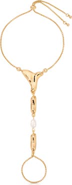 Ettika Liquid Metal Genuine Freshwater Pearl Hand Chain