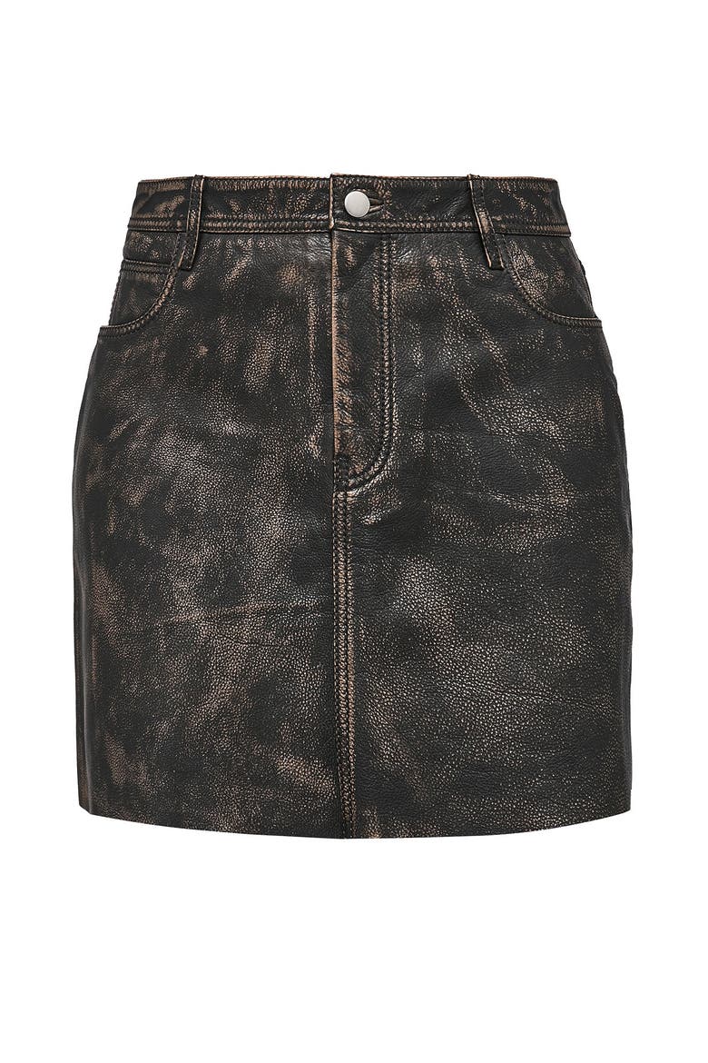 Bonnie Leather Skirt, Main, color, Distressed Black