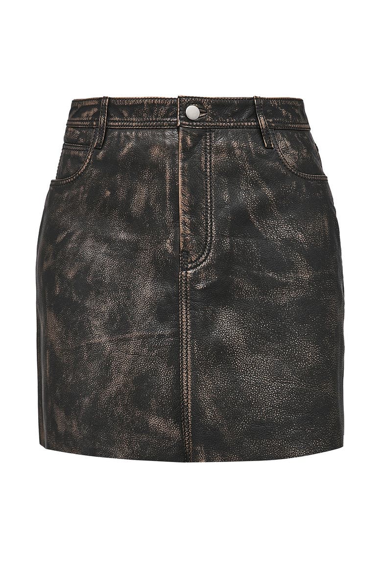 AS by DF Bonnie Leather Skirt, Main, color, Distressed Black