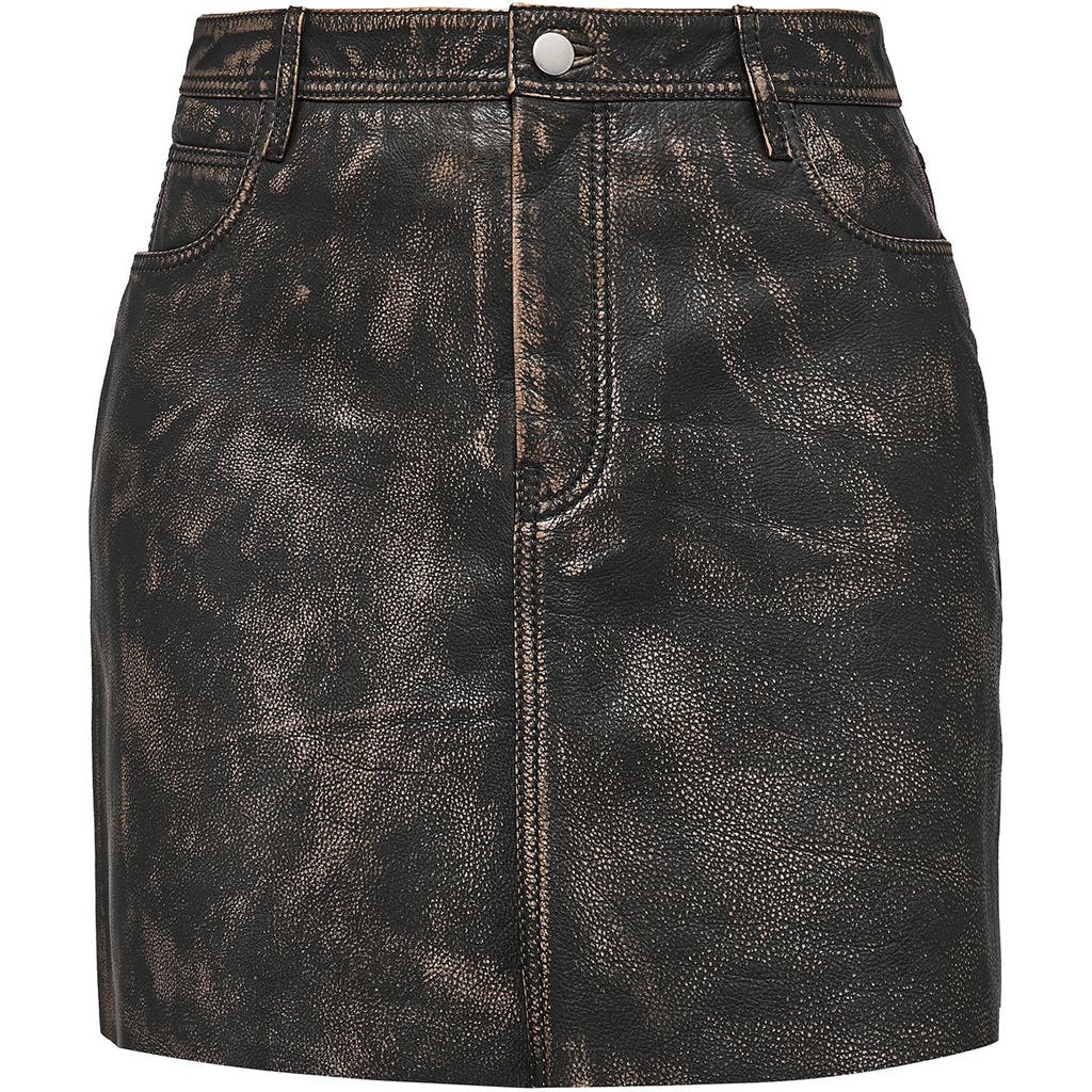 As By Df Bonnie Upcycled Leather Skirt In Distressed Black