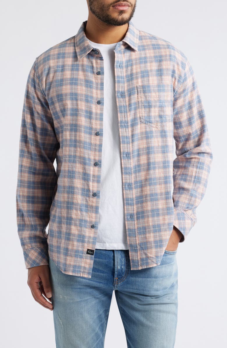 Rails Wyatt Plaid Cotton Button-Up Shirt, Main, color, Blueberry Blush