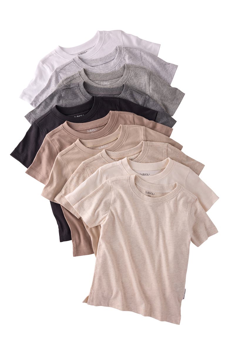 BUTTERBLU Kids' Taylor Assorted 10-Pack Organic Cotton T-Shirts, Main, color, Stone Natural Rainbow